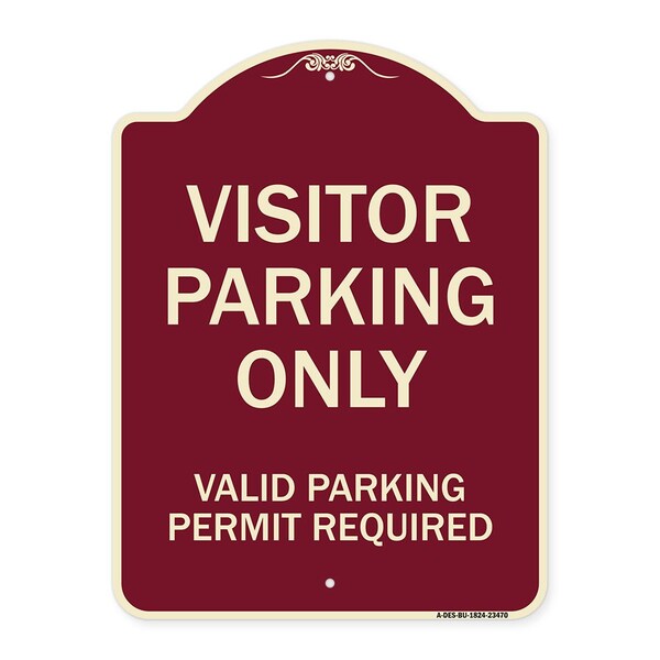 Signmission Parking Area Visitors Parking Valid Parking Permit Required Aluminum Sign, 24" x 18", BU-1824-23470 A-DES-BU-1824-23470 - main